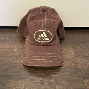 Adidas Baseball Hat Cap Dad Brown Distressed Embroidered A-Flex Size L/XL Fitted